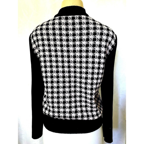 St John Blazer Jacket Cardigan Bomber Santana Knit Long Sleeve Black Pin… - Picture 4 of 8